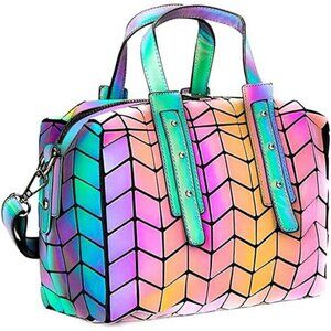 Geometric Luminous Purses Handbags Holographic Crossbody Shoulder Bag